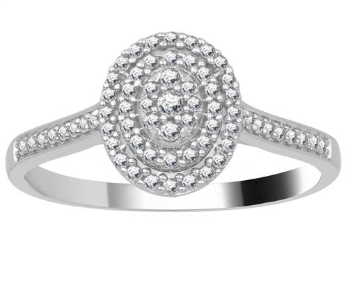 Double Halo Round Diamond Cluster Shoulder Set Ring W