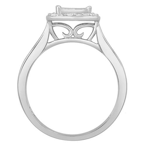 Single Halo Diamond Cluster Shoulder Set Ring W