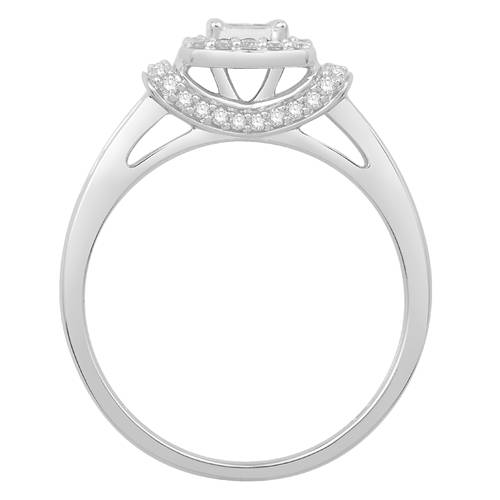 Single Halo Diamond Cluster Shoulder Set Ring W