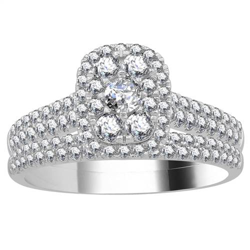 Single Halo Round Diamond Cluster Bridal Set W