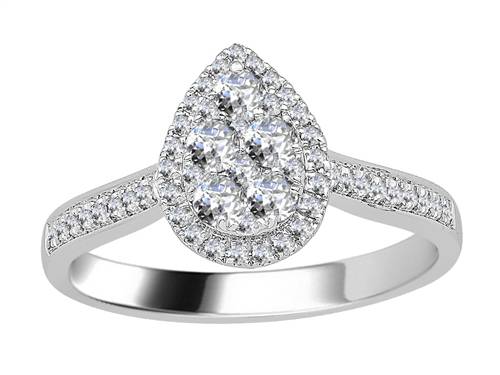 0.50ct VS/EF Elegant Round Diamond Cluster Ring W