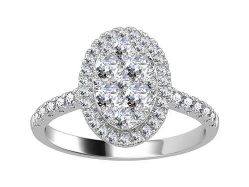 1.00ct Elegant Round Diamond Cluster Ring W