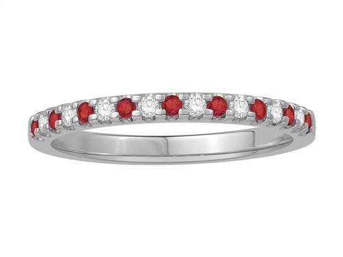 3mm Red Ruby And Diamond Eternity Ring P