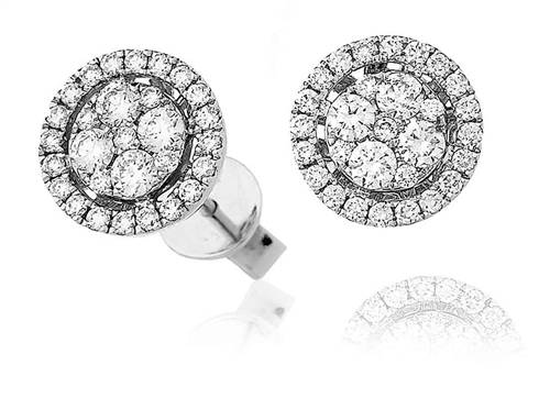 Unique Round Diamond Knot Cluster Earrings W