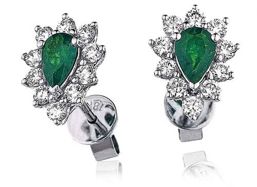 Emerald & Diamond Cluster Earrings W