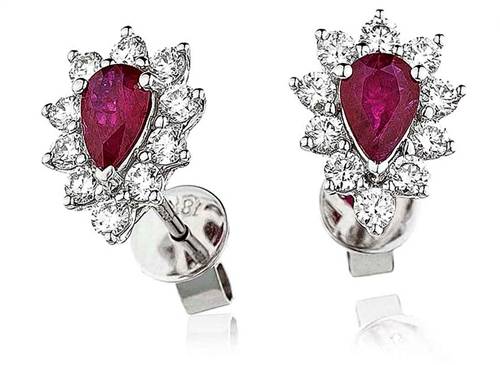 Ruby & Diamond Cluster Earrings P