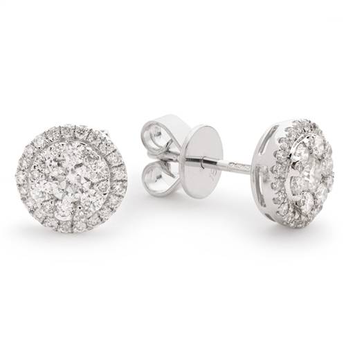 0.85ct Classic Round Diamond Cluster Earrings W