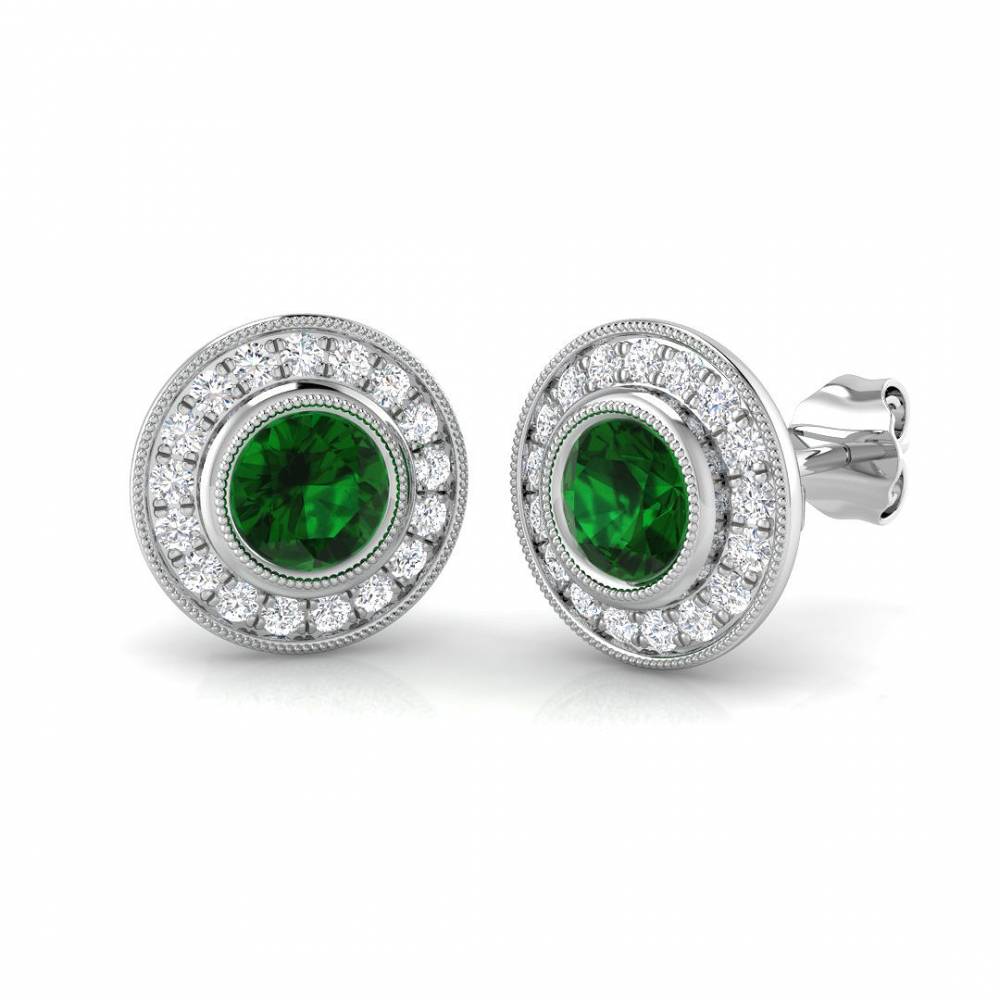 1.30ct EF/VS Emerald & Diamond Gemstone Earrings W