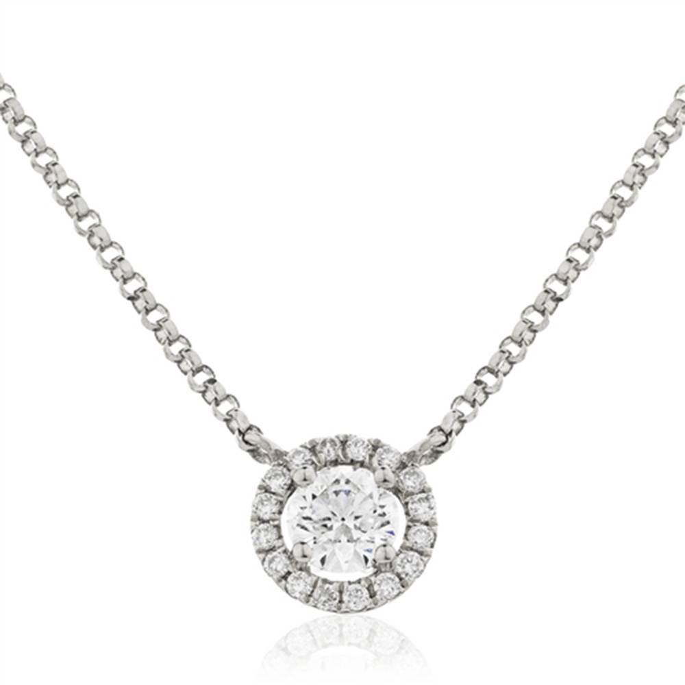 0.30ct SI/FG Round Diamond Designer Halo Necklace W