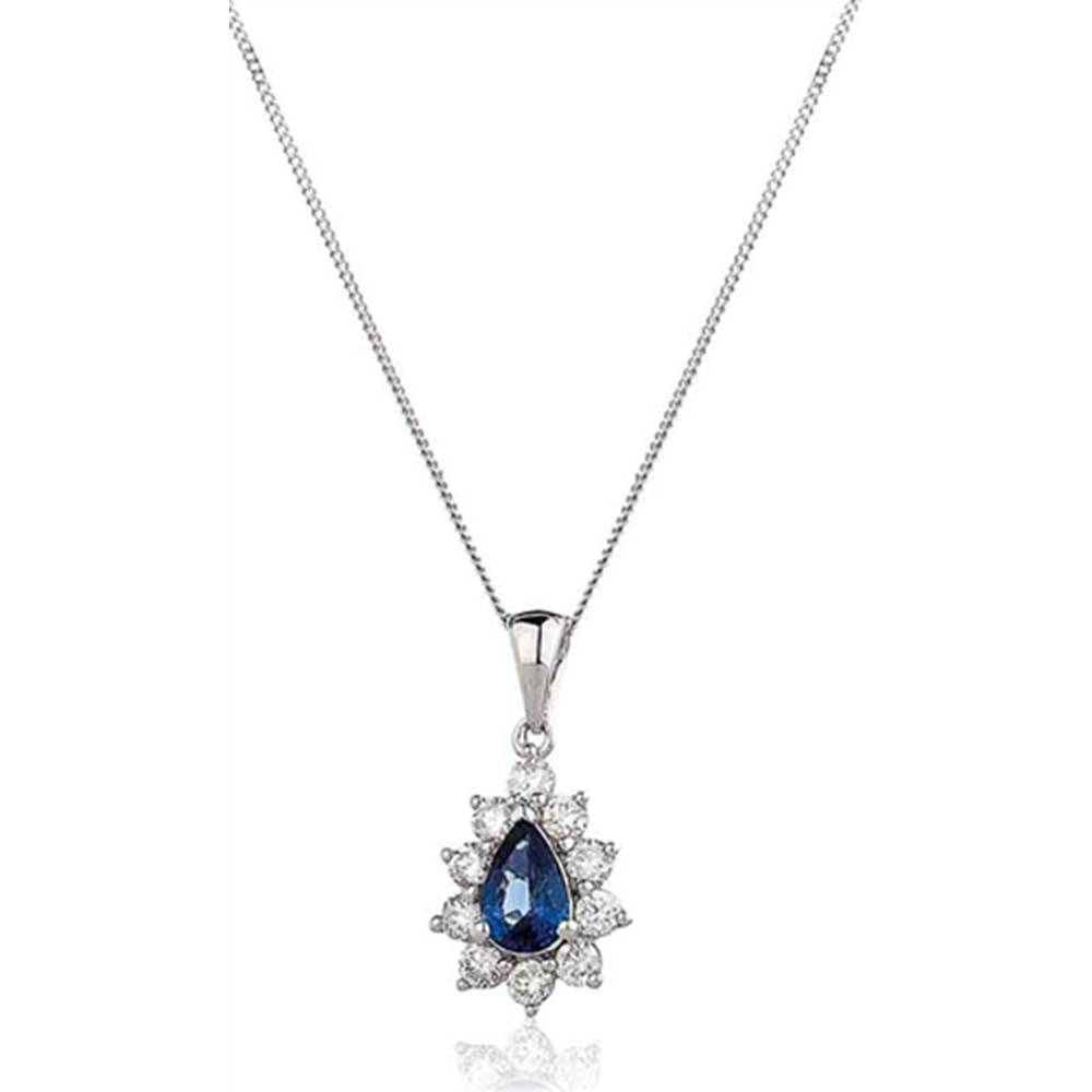 Pear Shaped Blue Sapphire & Diamond Pendant W