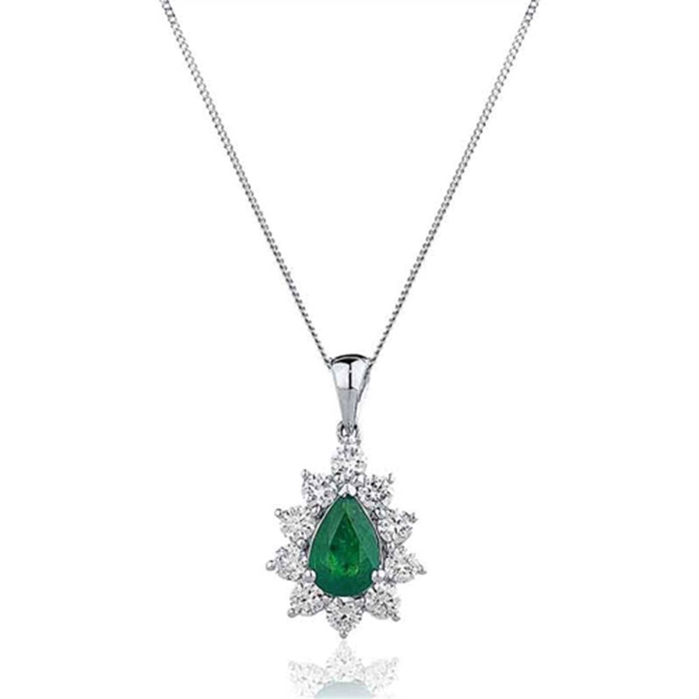 1.10ct Pear Shaped Emerald & Diamond Pendant W
