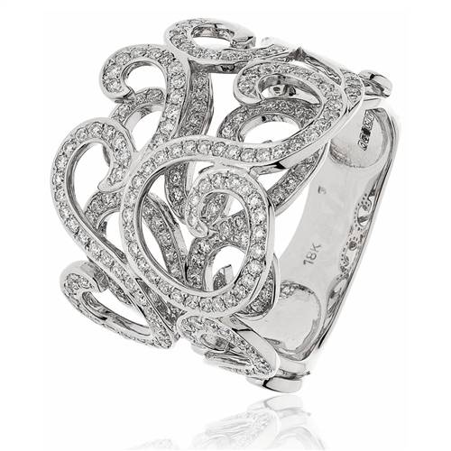1.00ct Elegant Patterned Round Diamond Dress Ring W