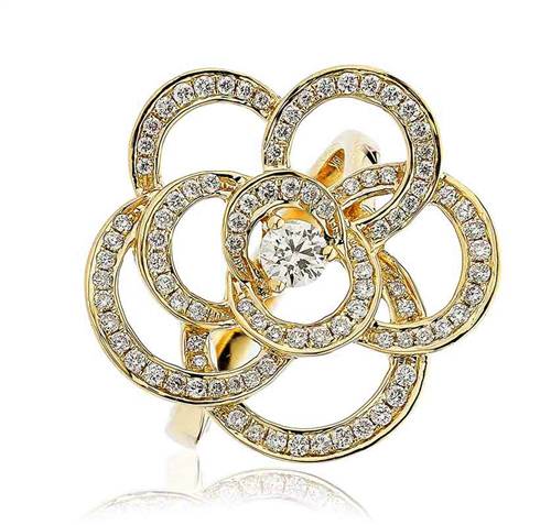 0.70ct Round Diamond Cluster Flower Dress Ring Y
