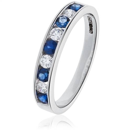 1.15ct Blue Sapphire & Diamond Eternity Ring W