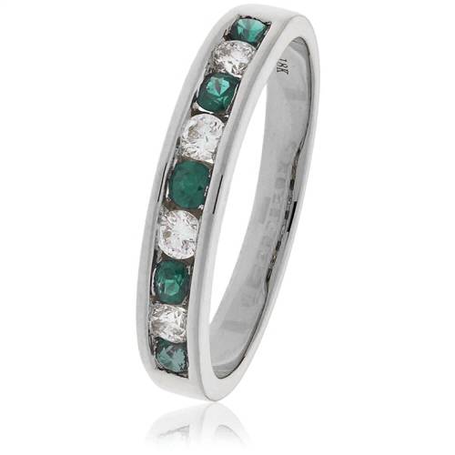 0.85ct Green Emerald And Diamond Eternity Ring W