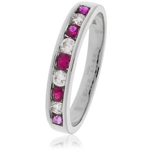 0.85ct Red Ruby And Diamond Eternity Ring W