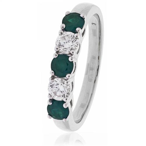 0.75ct Green Emerald And Diamond Eternity Ring W