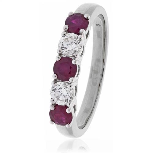 0.85ct Red Ruby And Diamond Eternity Ring W
