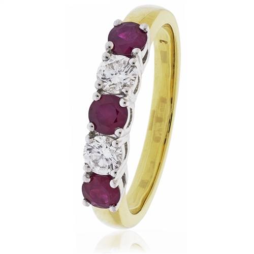 0.85ct Red Ruby And Diamond Eternity Ring Y