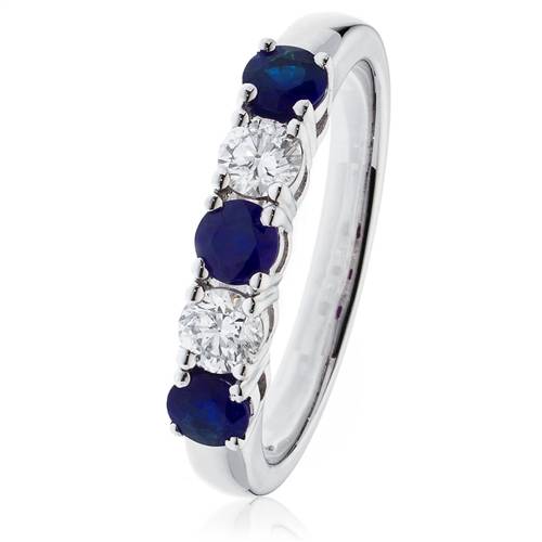 1.20ct Blue Sapphire & Diamond Eternity Ring W