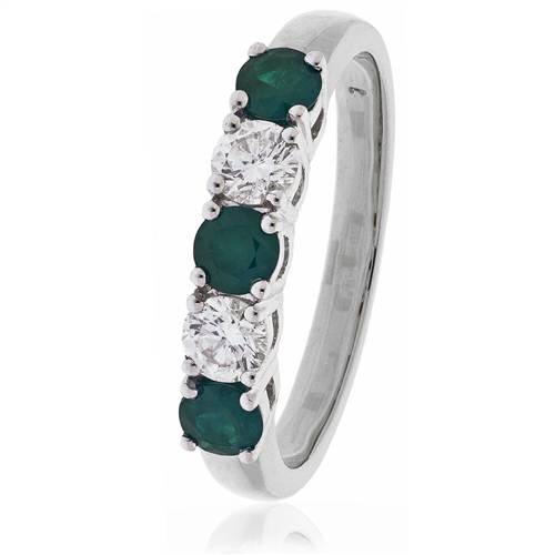 1.10ct Green Emerald And Diamond Eternity Ring W