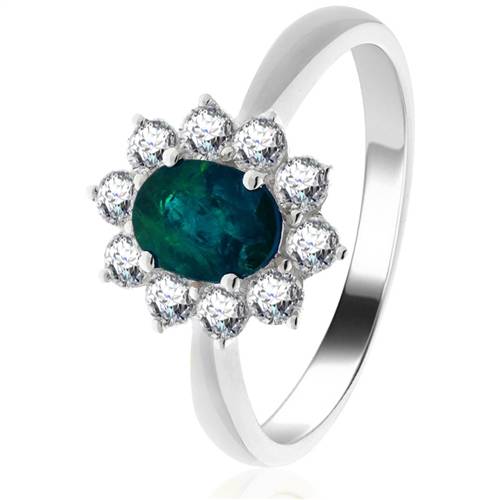 0.75ct Emerald & Diamond Cluster Ring W