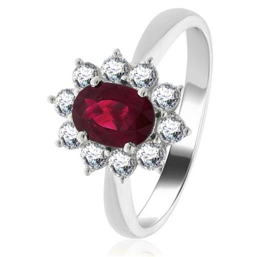 0.80ct Ruby & Diamond Cluster Ring W