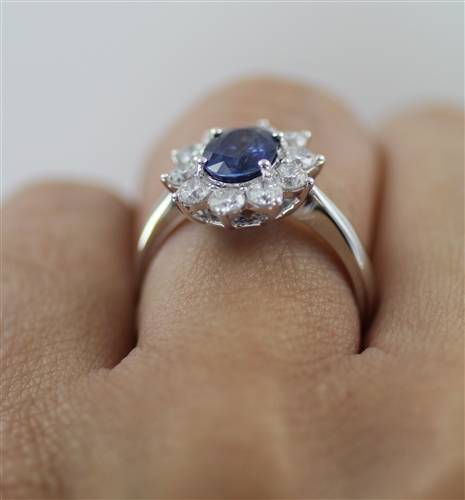 2.50ct Blue Sapphire & Diamond Cluster Ring W