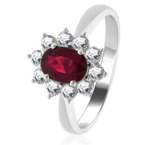 2.50ct Ruby & Diamond Cluster Ring W