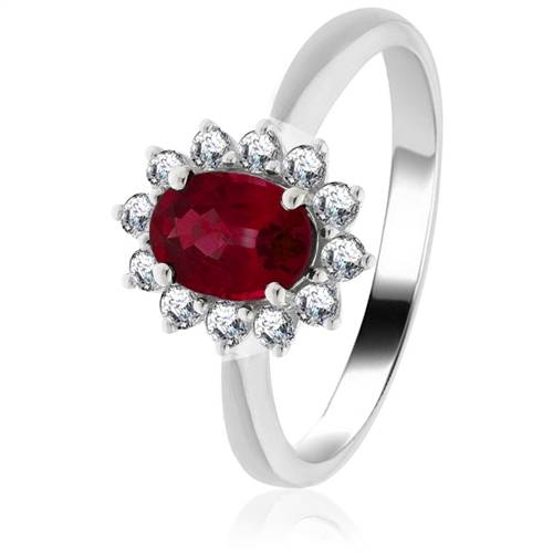 0.70ct Ruby & Diamond Cluster Ring W