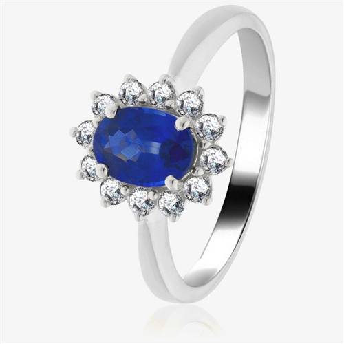 1.30ct Blue Sapphire & Diamond Halo Engagement Ring W