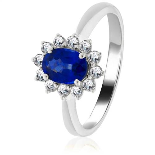 2.50ct Blue Sapphire & Diamond Cluster Ring W