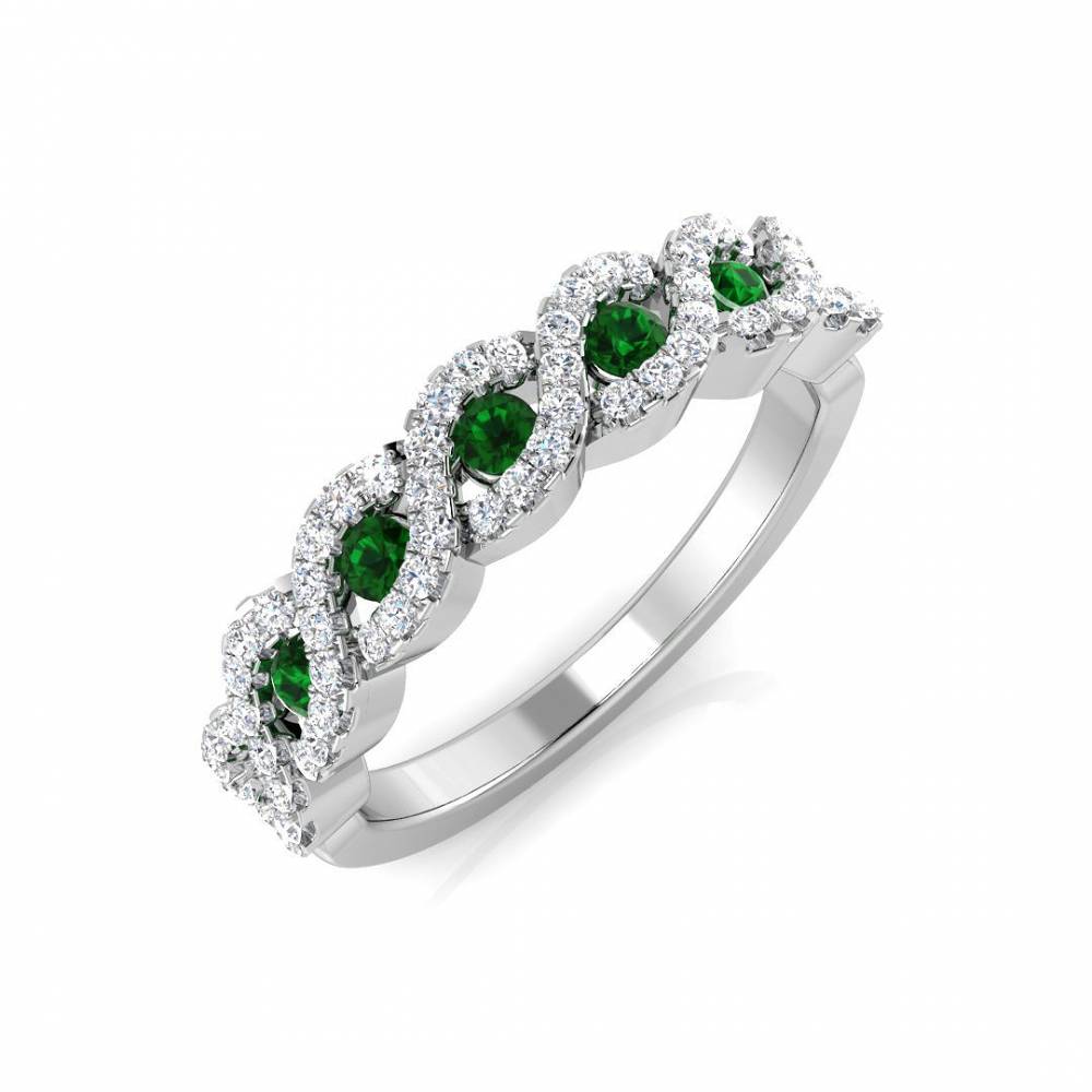 0.50ct EF/VS Emerald & Diamond Half Eternity Gemstone Ring W