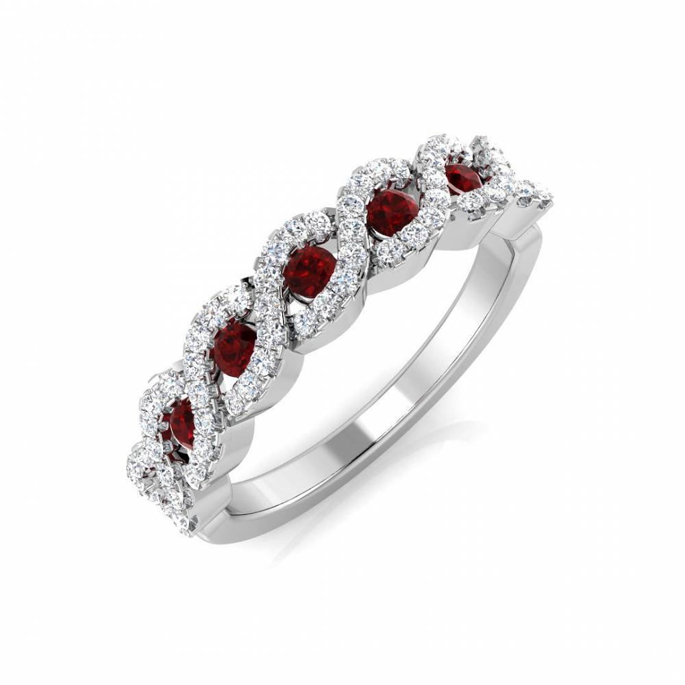 Round Ruby and Diamond Designer Ring W