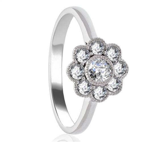 0.60ct Round Diamond Deco Cluster Ring W