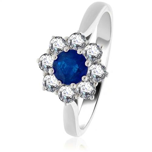 1.20ct Blue Sapphire & Diamond Cluster Ring W