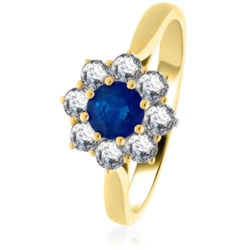1.20ct Blue Sapphire & Diamond Cluster Ring Y