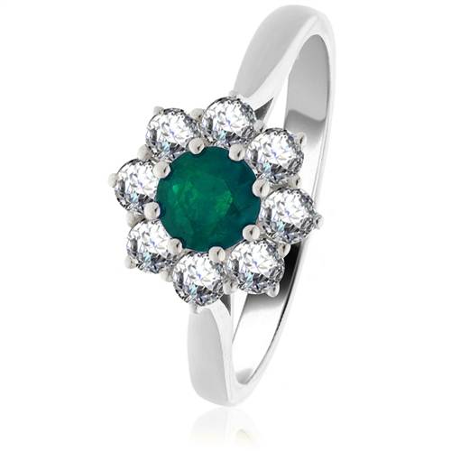 1.10ct Emerald & Diamond Engagement Ring W
