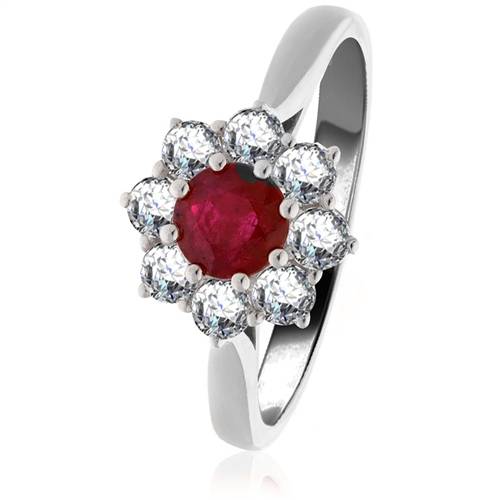0.65ct Ruby & Diamond Cluster Ring W