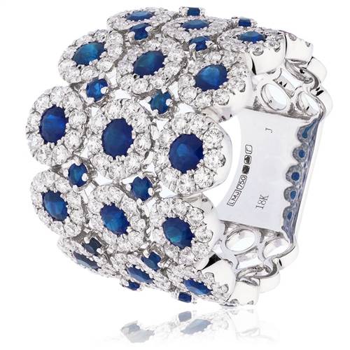 3.50ct Blue Sapphire & Diamond Cocktail Ring W