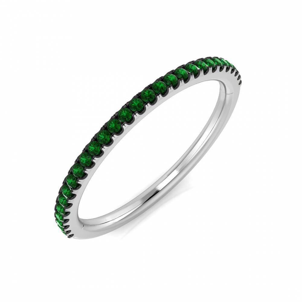 0.20ct Emerald & Diamond Half Eternity Gemstone Ring W