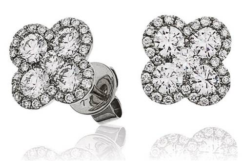 Clover Round Diamond Cluster Earrings W