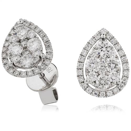 0.75ct Classic Round Diamond Cluster Earrings W