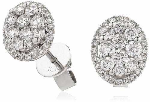 Modern Round Diamond Cluster Earrings W