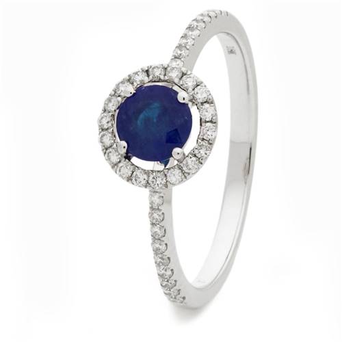 0.80ct Blue Sapphire & Diamond Halo Ring W