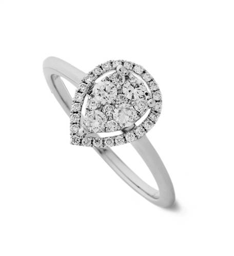 0.60ct Modern Pear Shaped Round Diamond Cluster Ring W