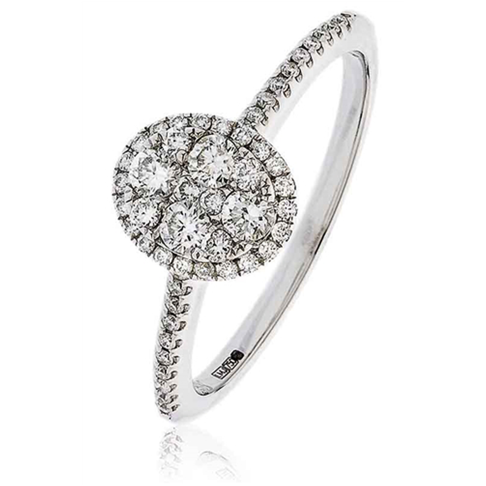 0.40ct Modern Oval Shaped Cluster Halo Ring W