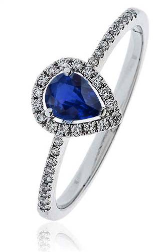 0.50ct Pear Blue Sapphire & Diamond Ring W