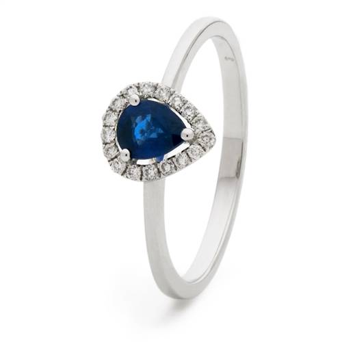 0.50ct Pear Blue Sapphire & Diamond Ring W