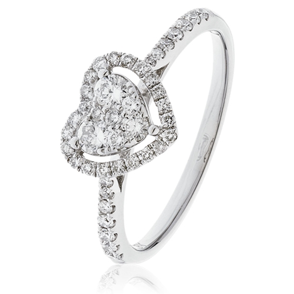 0.45ct Modern Heart Shaped Round Diamond Cluster Ring W